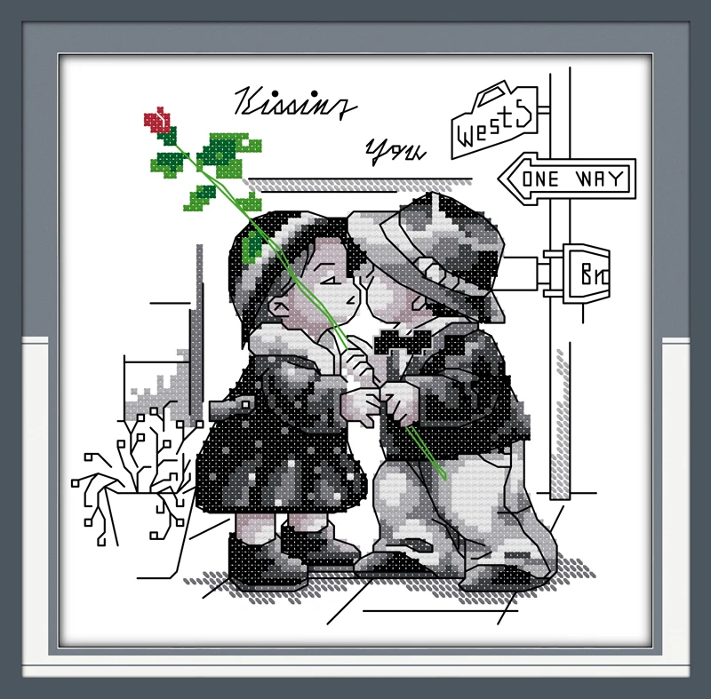 Kiss love#1 Набор для вышивания крестиком для детей 14ct 11ct белая хлопковая нить с принтом для вышивания своими руками рукоделие домашний декор плюс