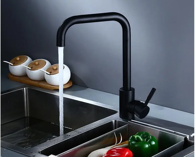 Tuqiu кухонный кран поворотный Staubkess стальной кран для раковины вращающийся кран для ванной комнаты смеситель для раковины черный/белый кран для раковины
