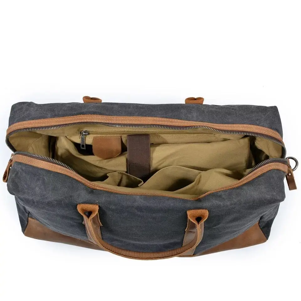 

MESOUL Big Travel Duffle Bags Men Large Capacity Leather Canvas Bag Tote High Quality Waterproof Overnight Carry on Luggage Bag