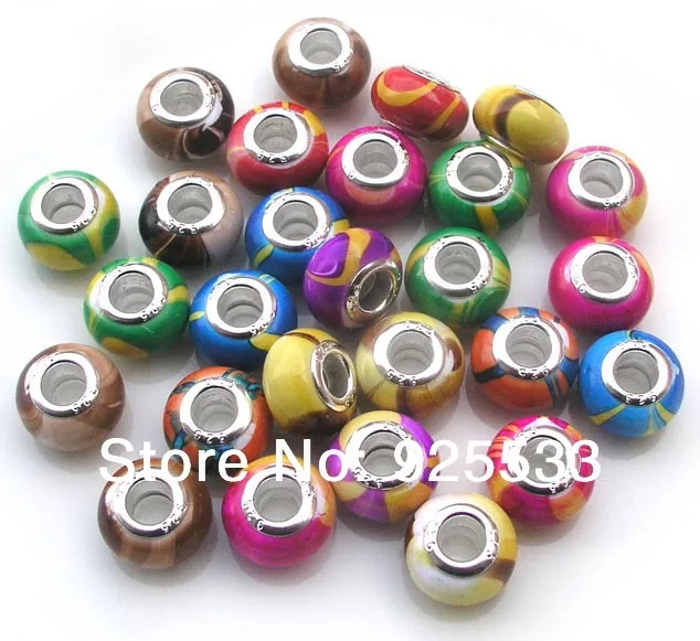 Free Shipping 100pcs 8x14mm Wholesale Fashion Big Hole Acrylic colorful Plated Beads for Eurpean Bracelet jewelry DIY | Украшения и