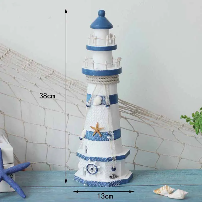 38cm lighthouse В полоску Маяк моделирование модель Средиземноморский деревянный ручной работы украшения дома творчество Морской стиль декор искусство и ремесло - Цвет: 38cm lighthouse