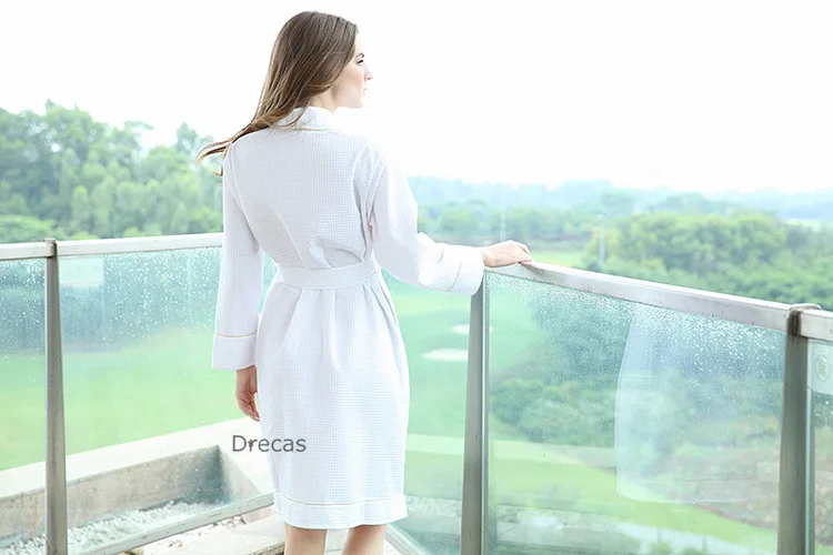 Женский вафельный банный халат для отеля и дома на весну лето 100% хлопок ночное