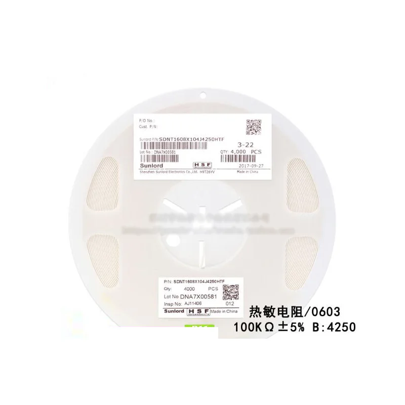 100 шт./лот 0603 SMD терморезистор 100KΩ ± 5% B:4250 SDNT1608X104J4250HTF термистор|Резисторы| |