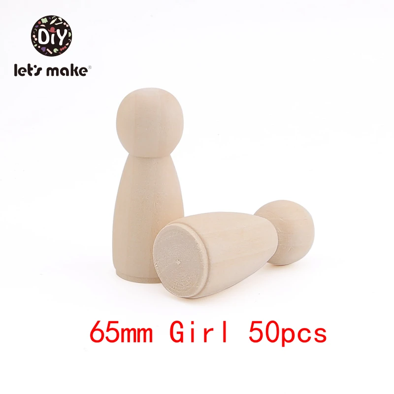 65mm Girls Давайте сделаем колышки для кукол 50 шт. клен дерево неокрашенные Семейные деревянные куклы детские игрушки свадьбы декорирование кукол Монтессори игрушки Детский Прорезыватель - Цвет: 65mm Girls