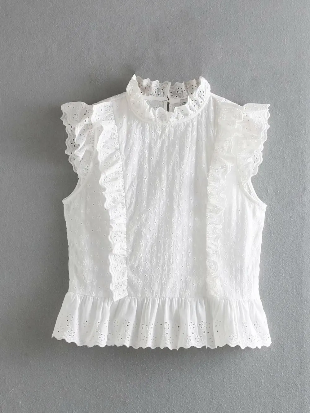 2019 za для женщин летние блузки малышек женский деревенский ажурный embroideried Топ
