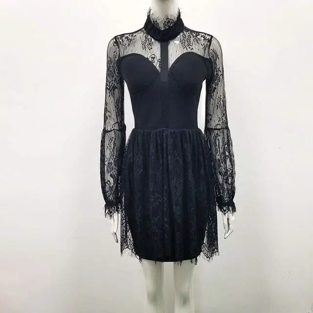Black Lace Dress Top Quality Sexy Bandage Celebrity Fashion Evening Party Summer Bodycon | Женская одежда