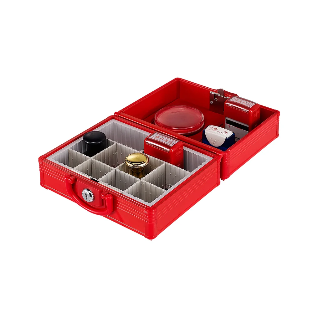 

B8128 12 Compartments Portable Adjustable Metal Office Stamp Storage Box for Company school goverment hospital Use