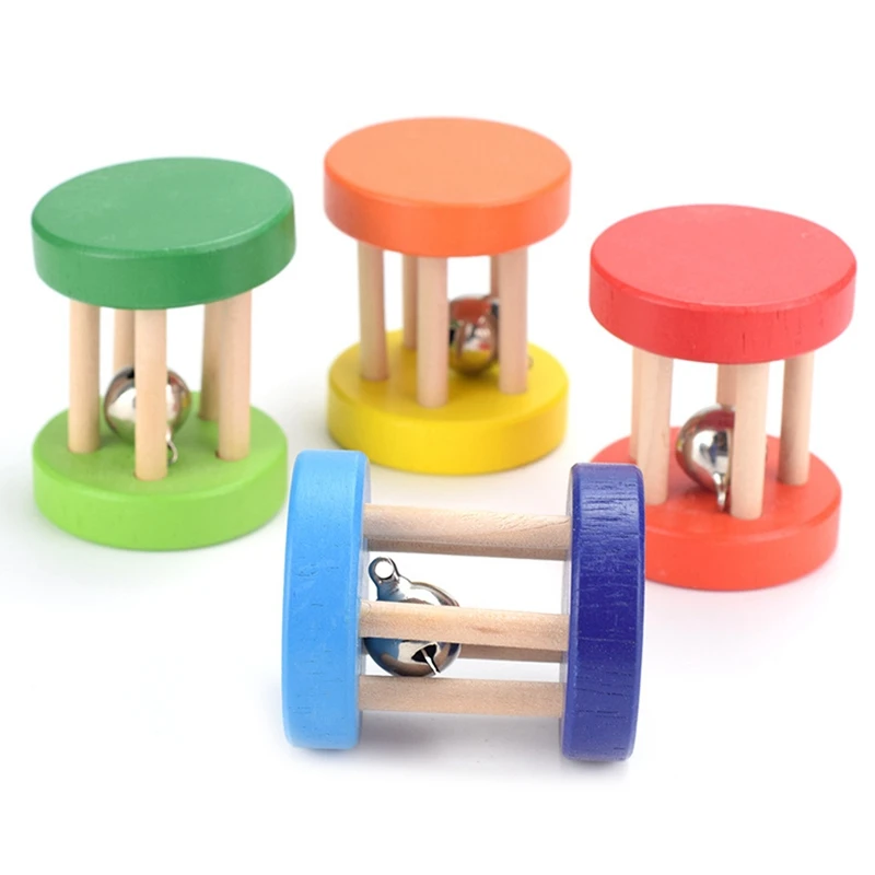 

Toddler Wooden Toys Colorful Musical Hand Rattles Cage Bell/Rattle Toy Early Practice Training Toy for Infant Baby Birthday Gift