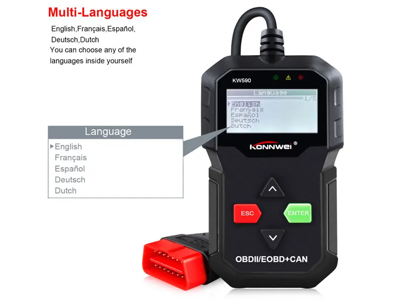 KONNWEI KW590 OBD2 сканер штрих кода поддерживает OBD II функции для студийной съемки с