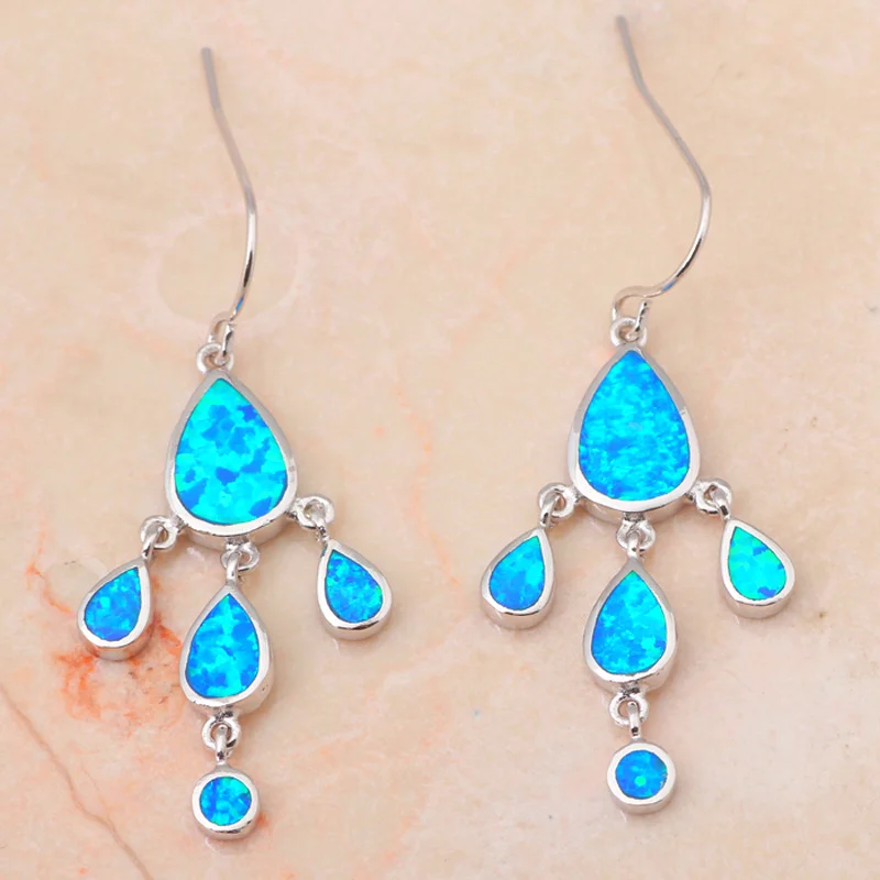 Элегантный дизайн опт и розница Синий огненный опал Серебро штампованные