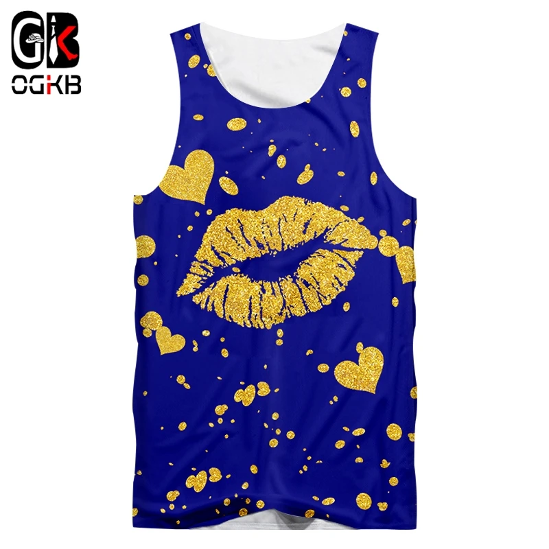 Мужская жилетка OGKB золотисто синяя безрукавка в стиле милитари с 3d принтом рот