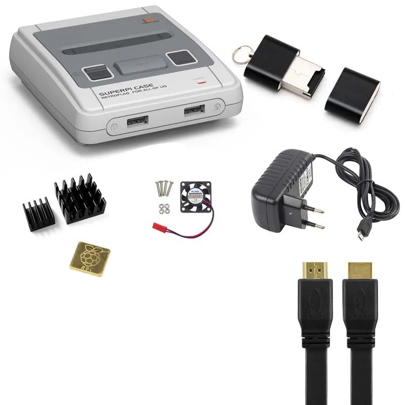 Retroflag SUPERPIE CASE-J пластиковая коробка для Raspberry Pi + 32 ГБ sd-карта 3A адаптер питания HDMI