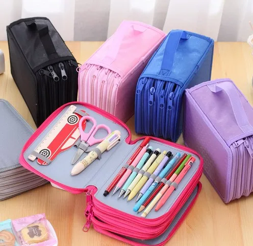 72 Holders 4 Layer Portable Oxford Canvas School Pencils Case Pouch Brush Pockets Bag Pencil Holder Supplies | Канцтовары для офиса