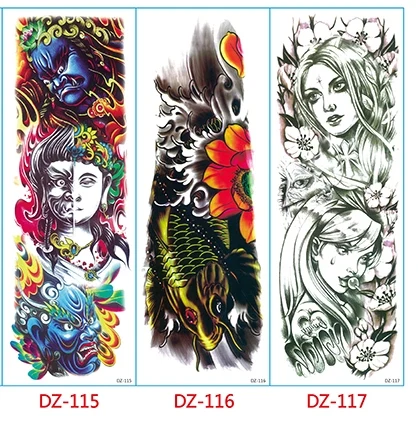 Водостойкая тату наклейка на всю руку китайский Цвет карп кои переводная