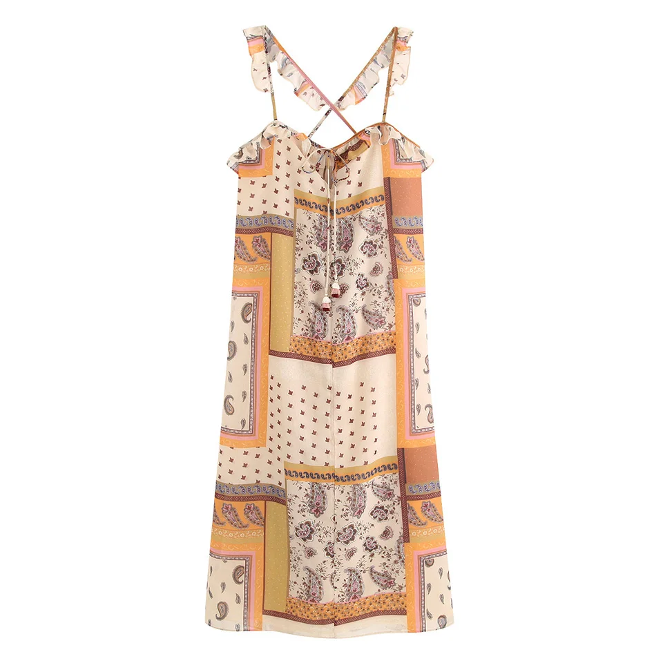 Женское Элегантное летнее платье без рукавов свободное с оборками и бантом