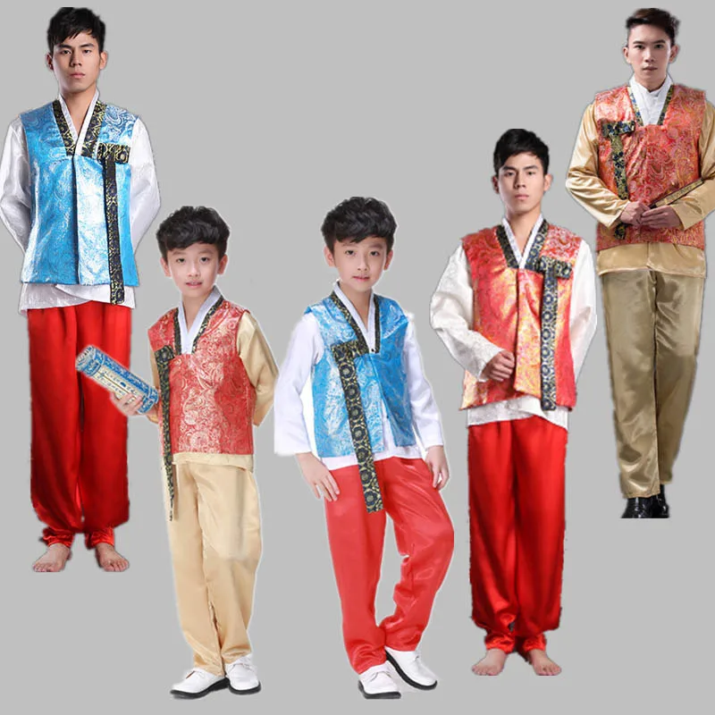 adult kid Party Traditional Korean costume clothing men boys hanbok clothes for festival performance 110-180cm | Тематическая