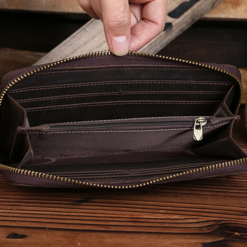 Men Long Wallet Genuine Leather Male Clutch Wallets For Men Bifold Money Bags Slim Purse Fashion Coin Pocket Phone Card Holder