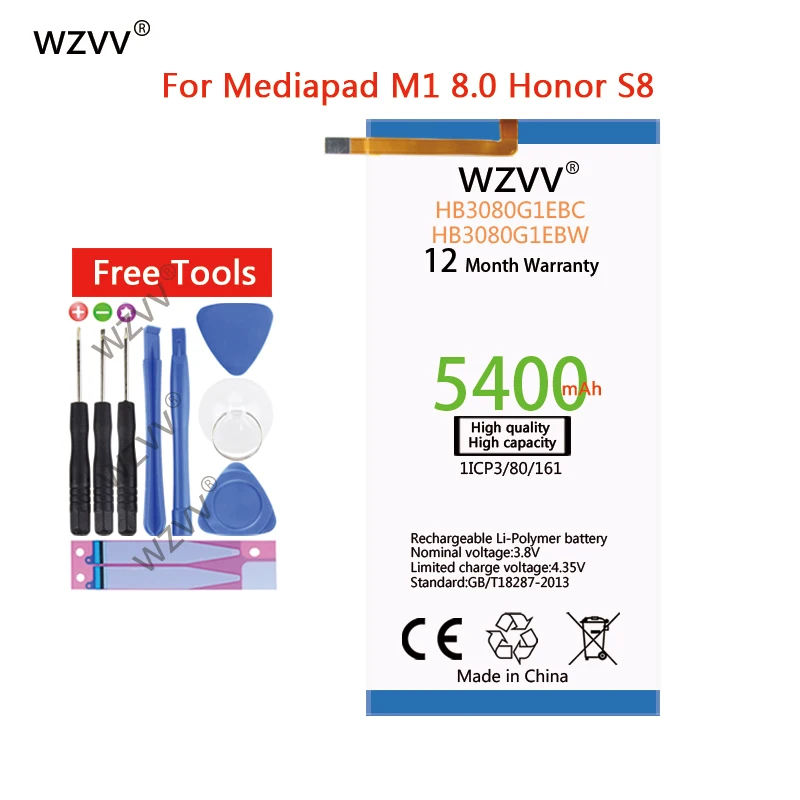 Wzvv 5400 мА/ч HB3080G1EBW Аккумулятор для HUAWEI Честь S8 701u Honor 701W Mediapad M2 8 0 замена