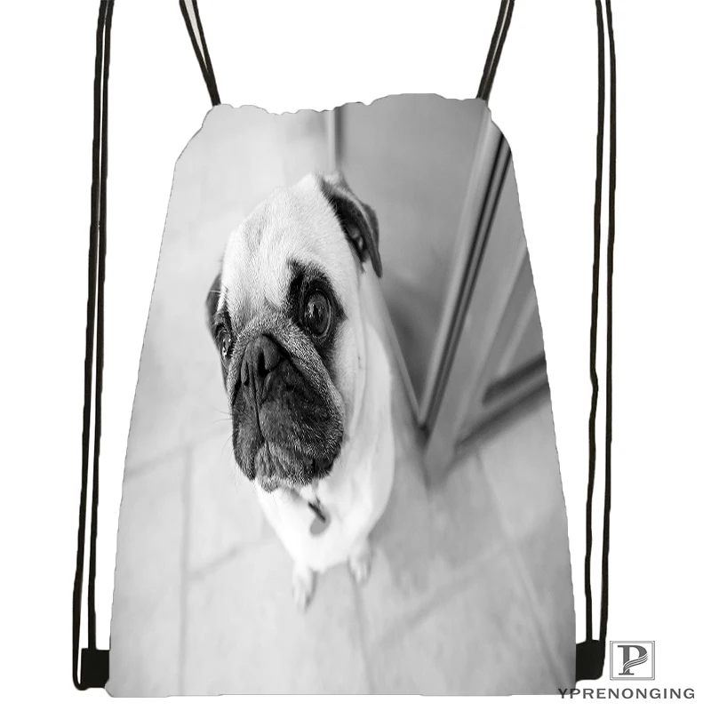 Изготовленный На Заказ Серый собачий Мопс вид Drawstring рюкзак сумка милый детский