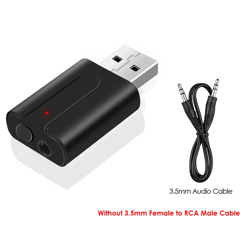 NO RCA Cable CRDC Bluetooth 5,0 аудио приемник передатчик беспроводной стерео музыка 3,5 мм AUX Jack RCA аудио рецептор USB мини Bluetooth адаптер - Цвет: NO RCA Cable