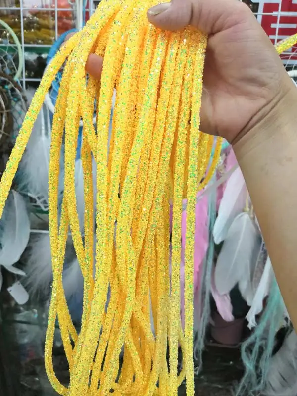 Sequins yellow 1 ярд/лот Мягкая трубка ювелирный шнур веревка с смолы Стразы/браслет из блесток и ожерелье шнур диаметром 6 мм с 2 мм отверстие для DIY ремесло - Цвет: Sequins yellow