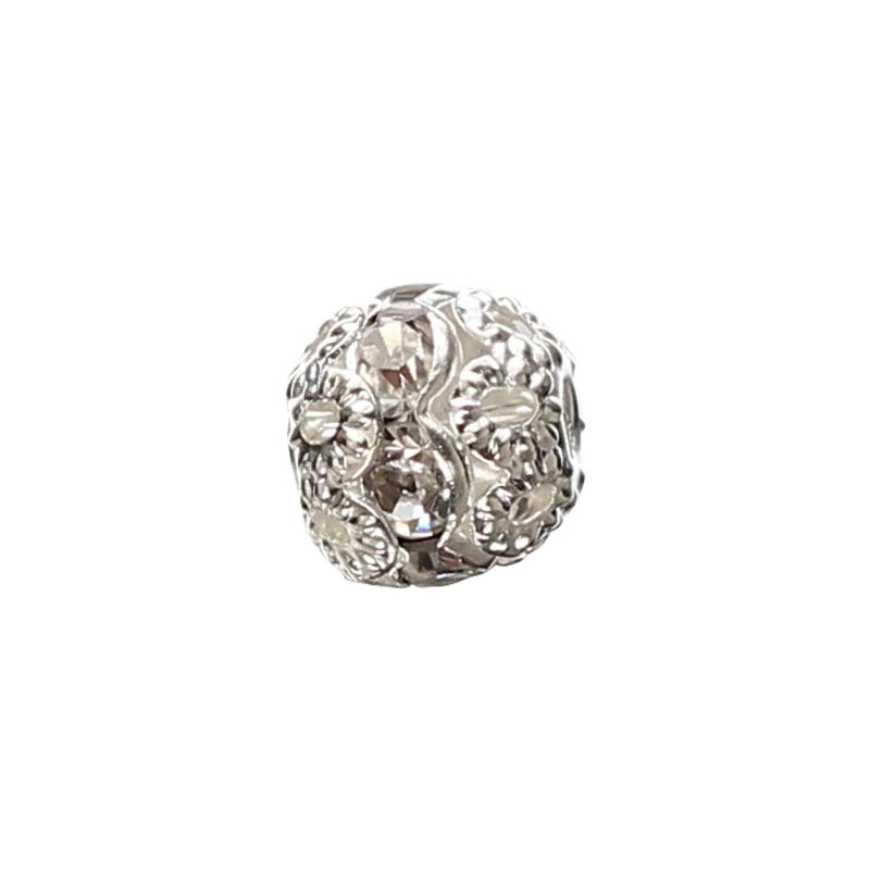 100pcs/lot 8MM silver plated Crystal Spacer Loose Beads Silver Plated Pave Metal Balls beads | Украшения и аксессуары