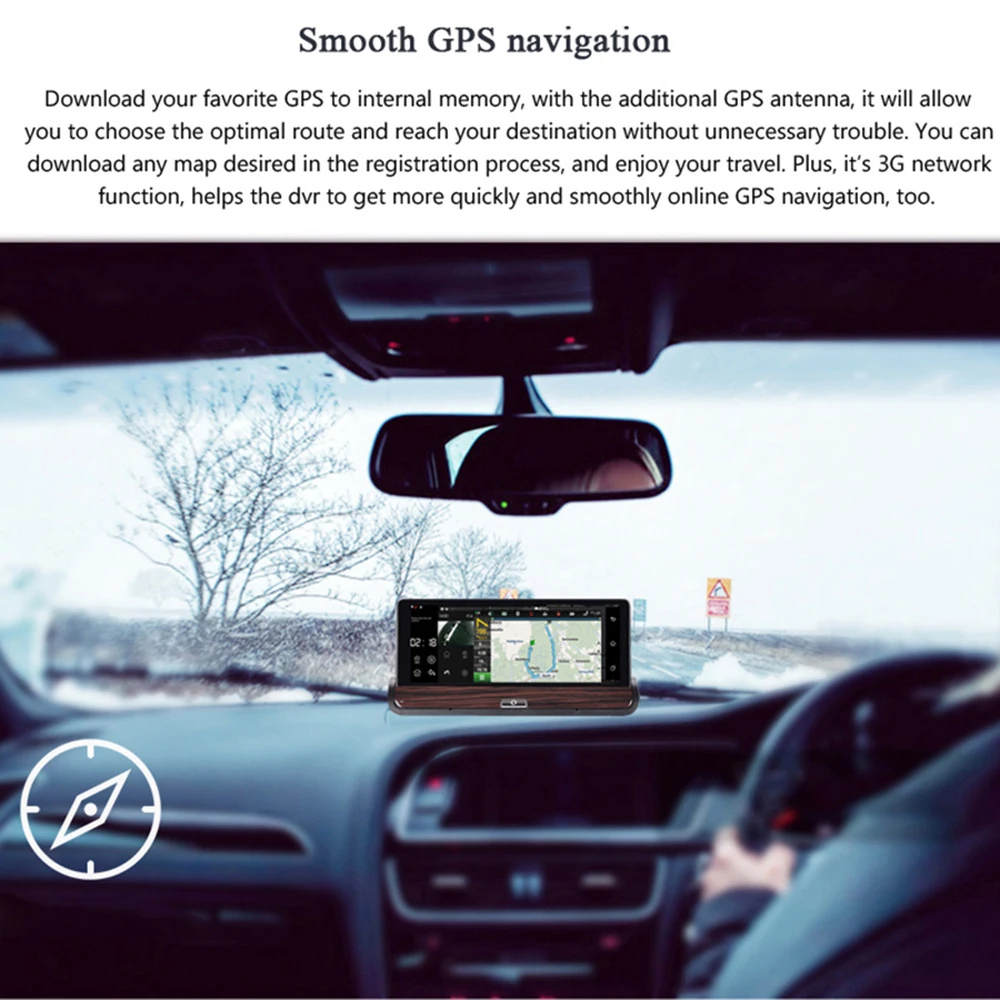 Jabriel Wifi Автомобильный видеорегистратор Android 3g 7 дюймов авто зеркало заднего вида gps-навигатор с разрешением Full HD Навигация 16 Гб Видео рекордер двойная камера Регистратор