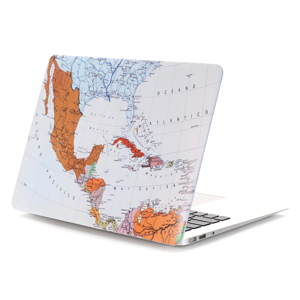 Жесткий чехол с цветным мультяшным рисунком карты для Apple Macbook Air 11 13 Pro 15 Touchbar Retina 12