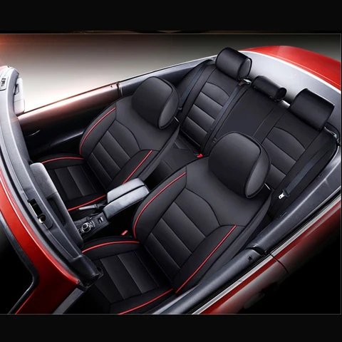 Black X Red Line AutoDecorun перфорированная из воловьей кожи чехлы для Volvo C70 сиденья для автомобилей защитные аксессуары 12 шт./компл. 2008-2010 - Название цвета: Black X Red Line