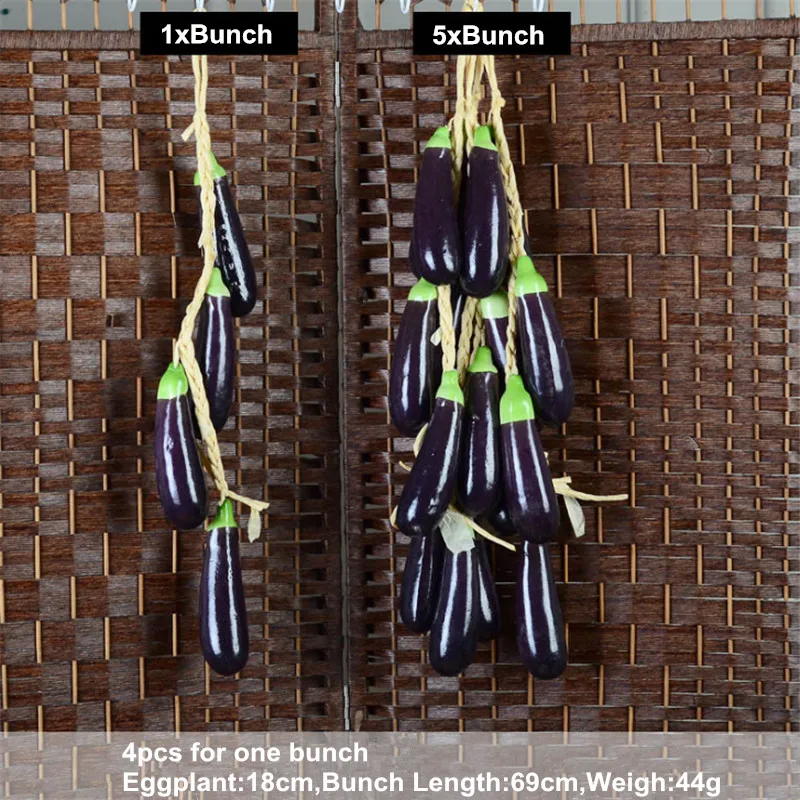 eggplant 1х букет искусственных имитации овощей Пена Висячие струны Отель Ресторан домашний сад Свадебная вечеринка украшения - Цвет: eggplant