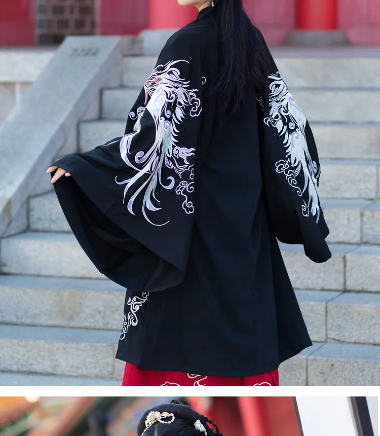 Древняя династия Вэй Цзинь пары Hanfu одежда красный черный свадебное платье большое вечернее платье с рукавами Гуандун Вышивка Феникс