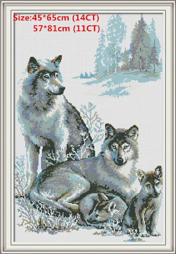 A wolf family Наборы для вышивания крестиком наборы для вышивания наборы для рукоделия животные радость Санди пластик холст Вышивка крестом пакет стежка вышивка крестиком волк - Цвет: A wolf family