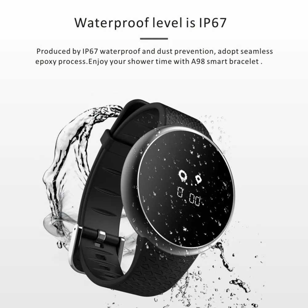 A98 смарт браслет IP67 Водонепроницаемый монитор сердечного ритма крови Давление