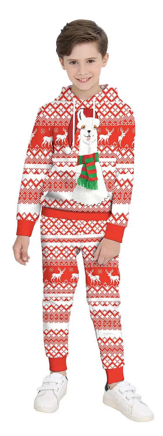 hoodies set with hat Детская одежда; новогодний и Рождественский костюм для мальчиков; красные толстовки с капюшоном; толстовки; маскарадный костюм - Цвет: hoodies set with hat