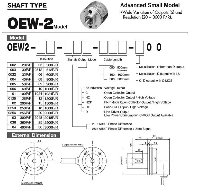 NEMICON сплошной вал дополнительных энкодер OEW2-01-2MHC 02 036 04 05 10 1024 2MHC