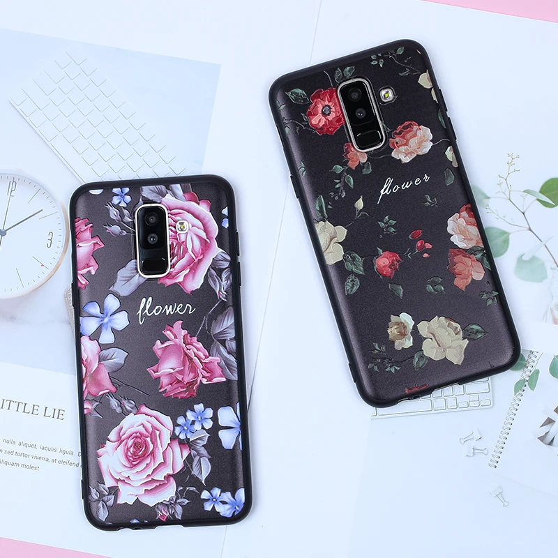 Case For Samsung Galaxy J4 J6 J8 2018 A8 A6 Plus A5 2017 S8 S7 Edge S9 Note 9 J2 J3 J5 J7 A3 A7 2016 Flower Cases |