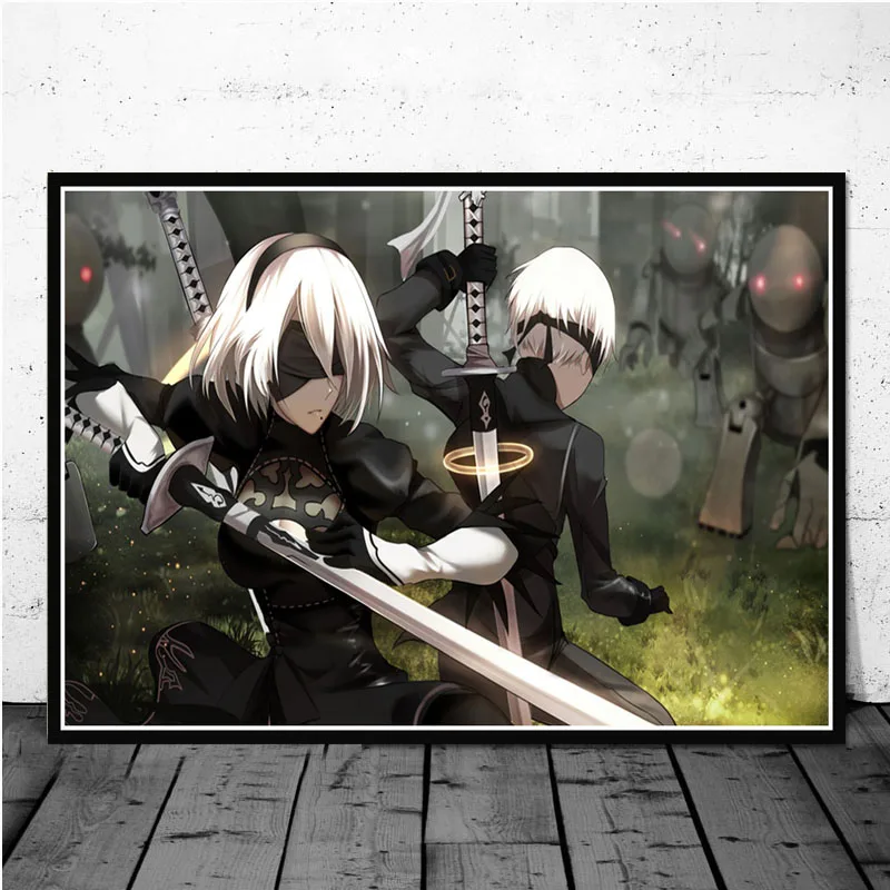 Hot NieR Automata Fight Game Girl Japan Anime Oil Canvas Painting Poster Prints Wall Art Pictures Living Room Home Decoration | Дом и сад