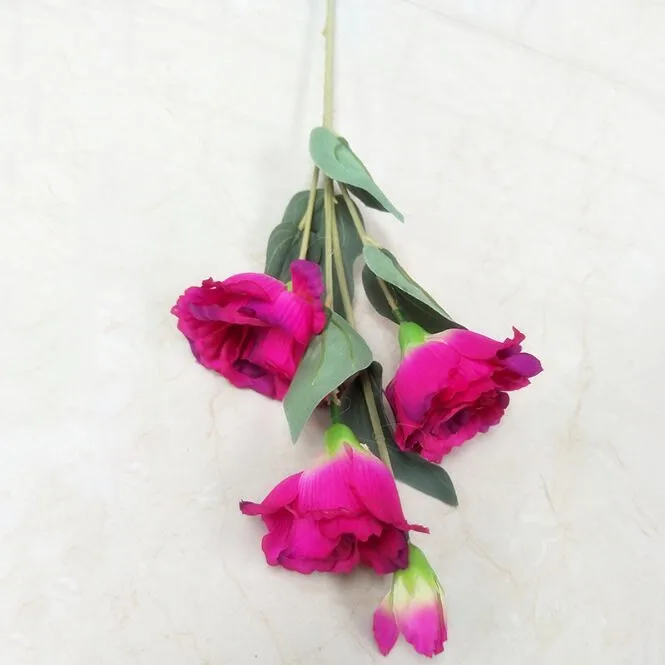 rose red 002 Искусственные Искусственные цветы Эустома грандифлорум с четырьмя головками для свадьбы, домашнего декора, 11 шт - Цвет: rose red 002