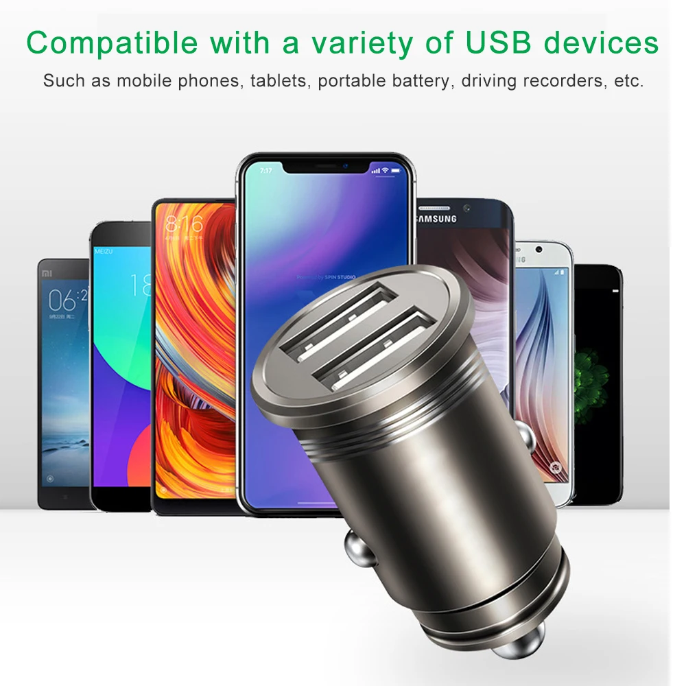 Металлическая Быстрая зарядка с двумя USB портами 5 В 3 1 а для iPhone X 8 XS MAX 7 Xiaomi