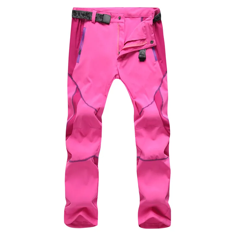 Pink Мужские и женские быстросохнущие спортивные мужские брюки для охоты, брюки для альпинизма, быстросохнущие водонепроницаемые ветрозащитные штаны - Цвет: Pink
