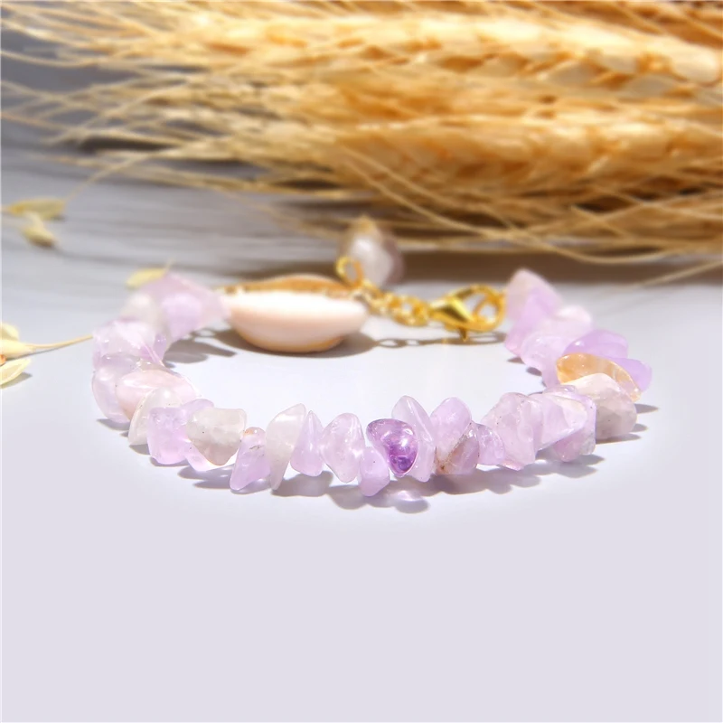 Cowrie Shell Bracelet Natural Stone Chips Crystal Seashell Hand Chain Bracelet for Women Femme Beach Jewelry Bohemian
