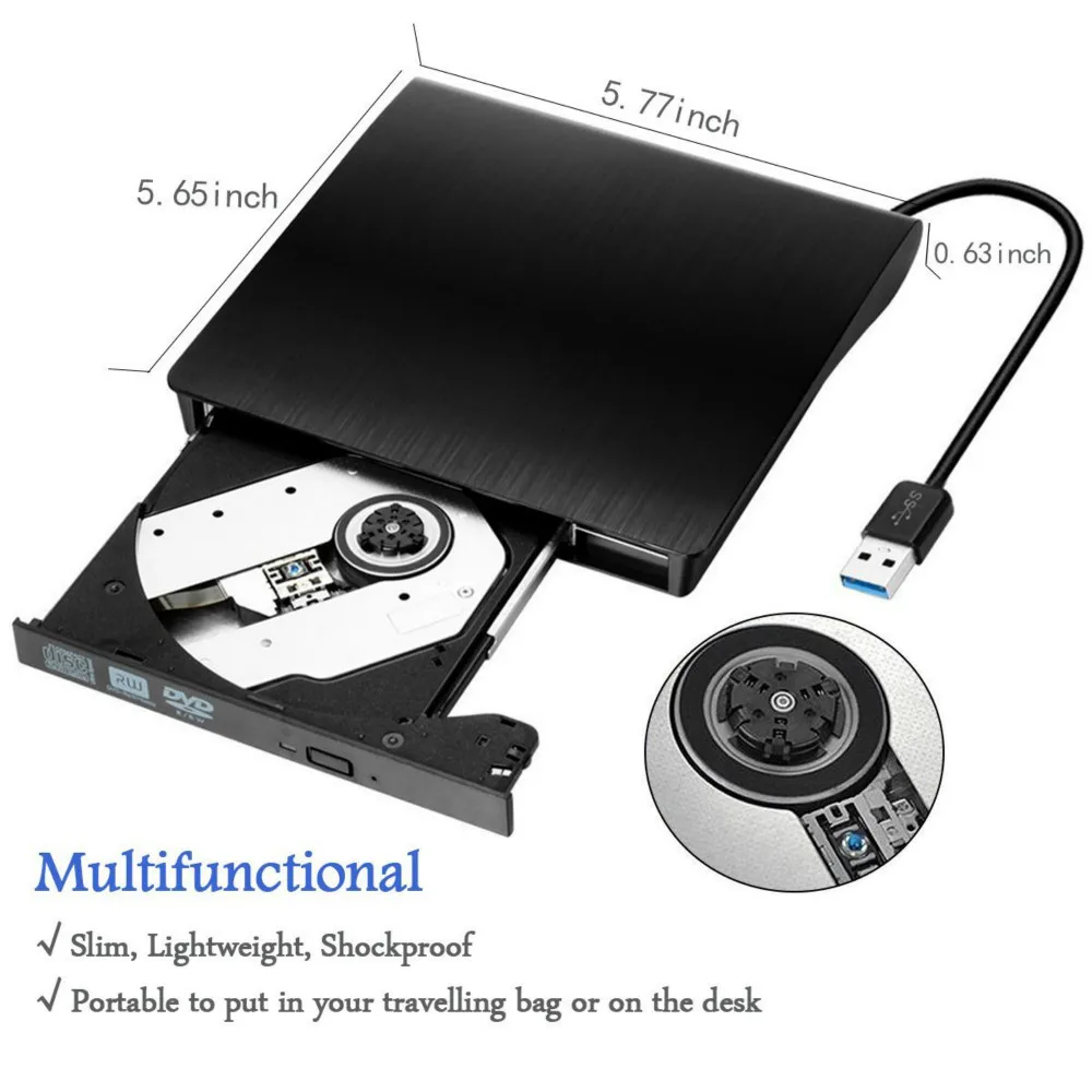 USB 3 0 Портативный внешний DVD CD +/-RW Writer/Burner/Rewriter ROM диск для Mac OS/Win7/Win8/Win10/Vista PC