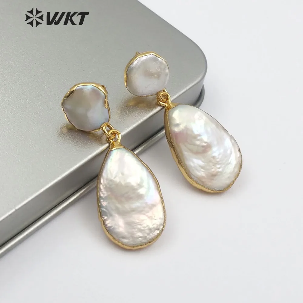 WKT WT-E489, Новое поступление, модный стиль, натуральный пресноводный жемчуг, женские серьги в форме капли, высокое качество, Пресноводный Жемчуг