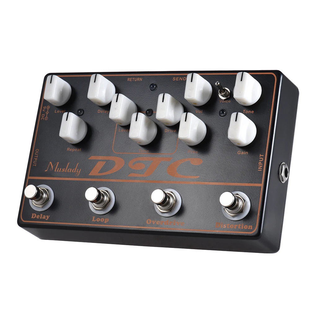 Muslady DTC 4 в 1 Электрогитары для создания спецэффектов искажения + Overdrive петли