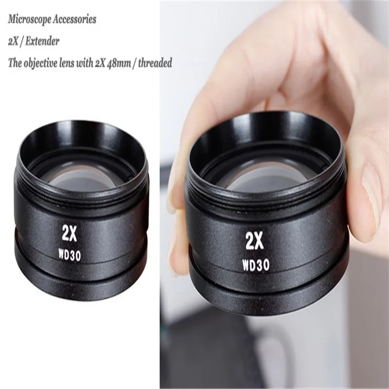 free delivery Stereo Microscopes Accessories 2X Barlow objective lens with 48mm threaded MUOU | Инструменты