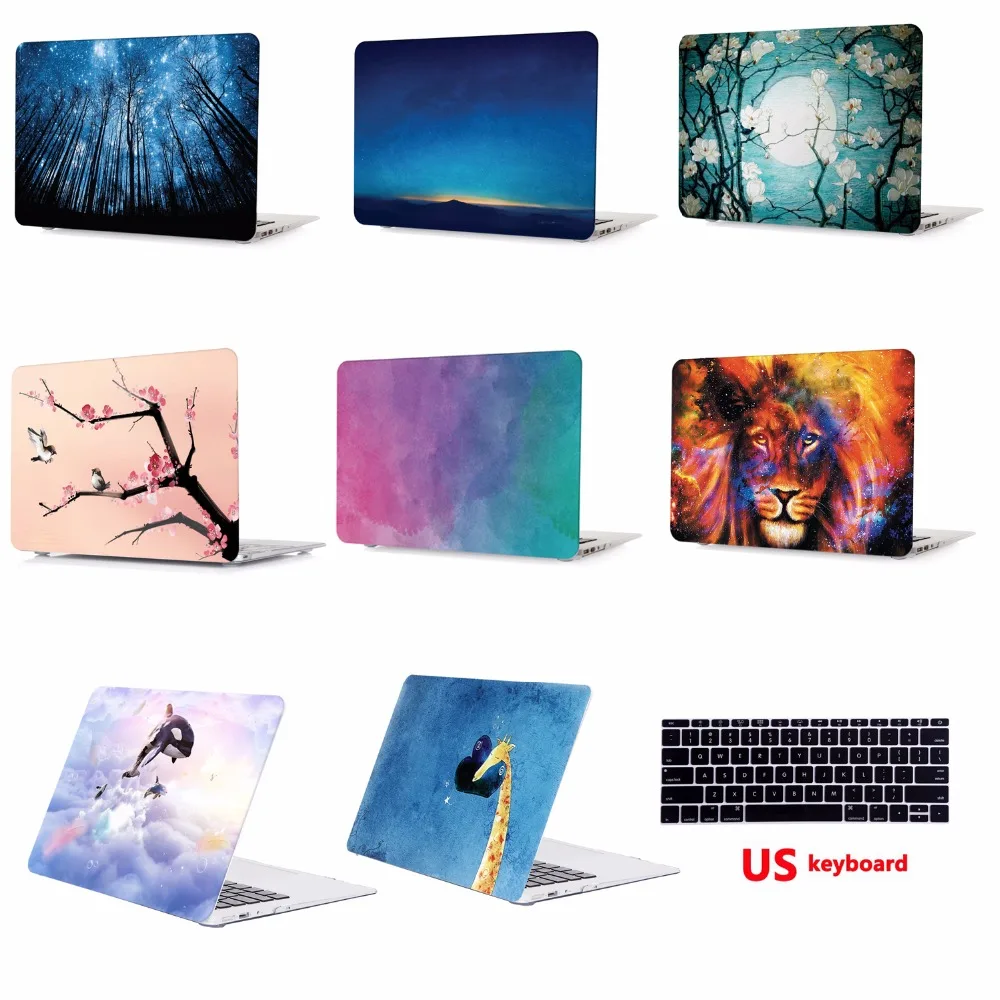 Жесткий чехол с мраморным рисунком + силиконовый клавиатура для Apple Macbook Air 13