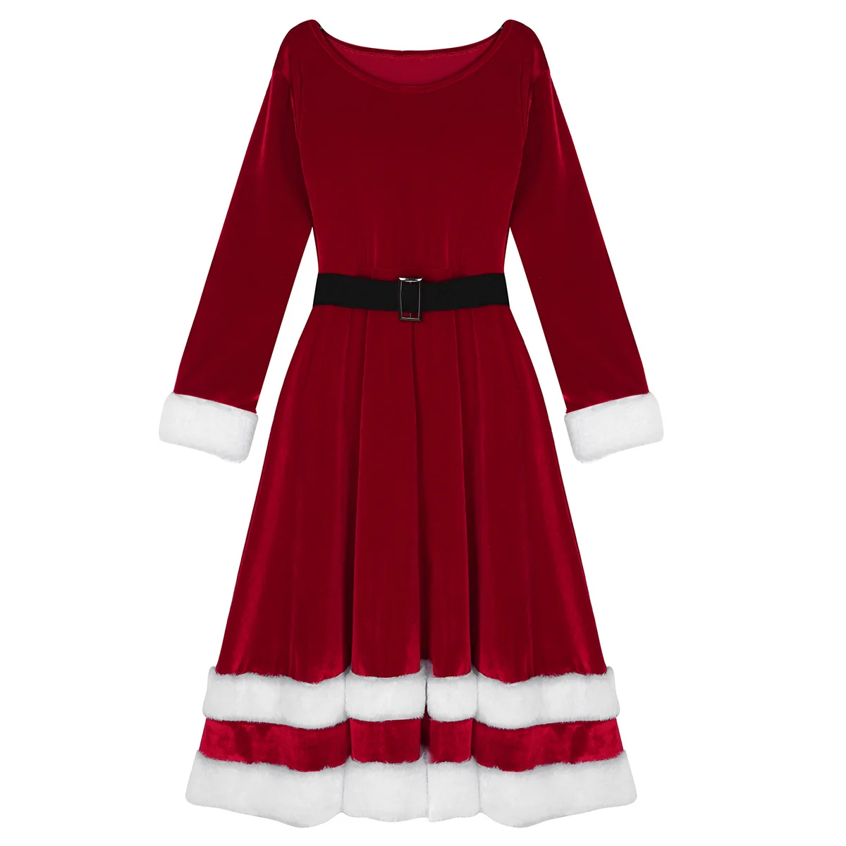 Зимнее женское платье Mrs Santa Клауса из мягкого вельвета с глубоким вырезом и