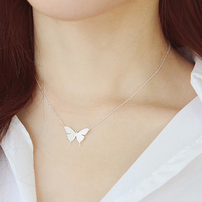 1 шт. новинка 2016 милое Позолоченное серебряное ожерелье в виде бабочки для женщин