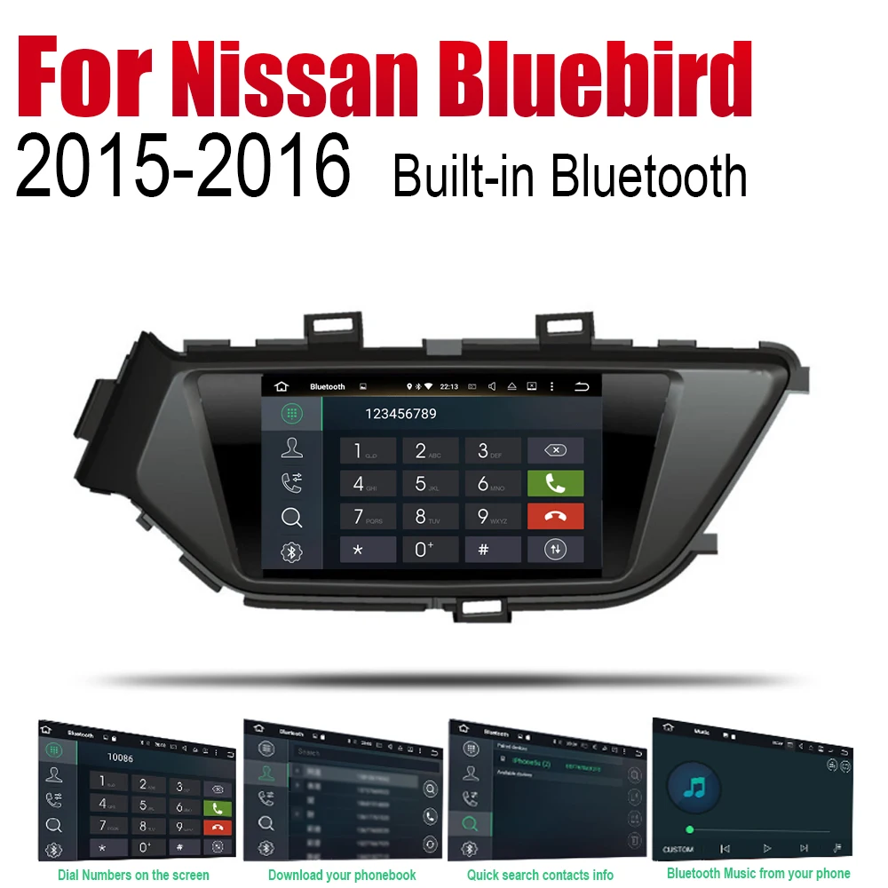 For Nissan Bluebird 2015~2016 Car Audio Video Multimedia Player Multi-Touch Screen Head Unit GPS Navigation System Radio Stereo |