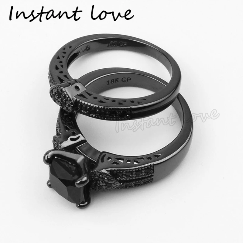 Женское и мужское кольцо в стиле ретро Instant love роскошное из черного золота с